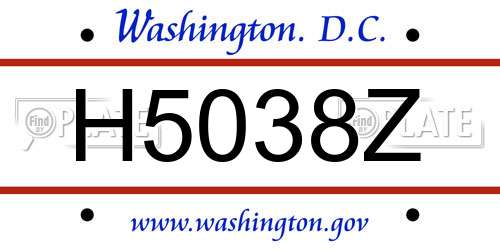 H5038Z District Of Columbia License Plate