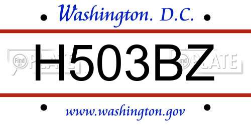 H503BZ District Of Columbia License Plate