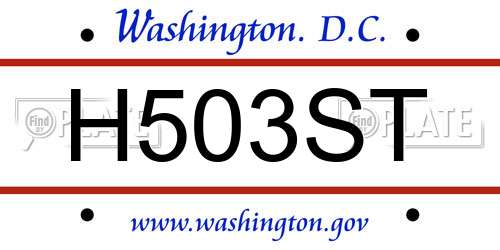 H503ST District Of Columbia License Plate
