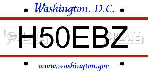 H50EBZ District Of Columbia License Plate