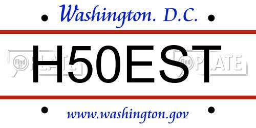 H50EST District Of Columbia License Plate