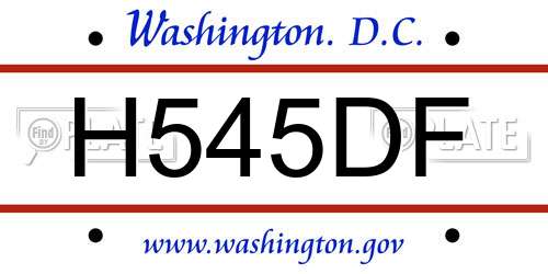 H545DF District Of Columbia License Plate