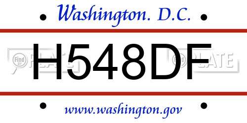 H548DF District Of Columbia License Plate