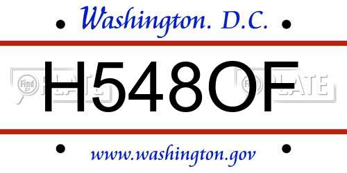 H548OF District Of Columbia License Plate