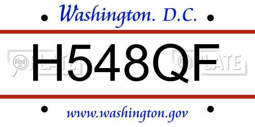 H548QF District Of Columbia License Plate