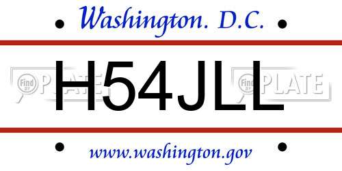 H54JLL District Of Columbia License Plate