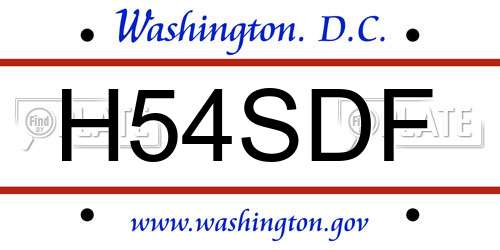 H54SDF District Of Columbia License Plate