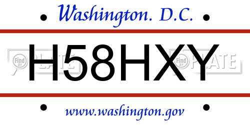 H58HXY District Of Columbia License Plate