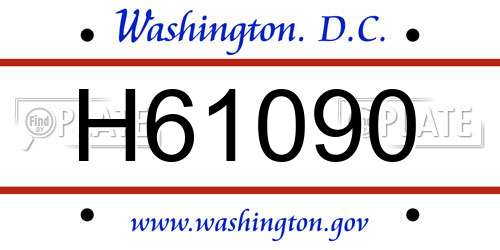 H61090 District Of Columbia License Plate