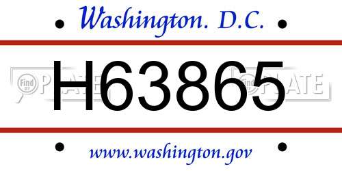 H63865 District Of Columbia License Plate