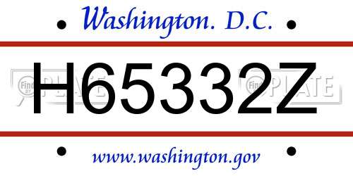 H65332Z District Of Columbia License Plate