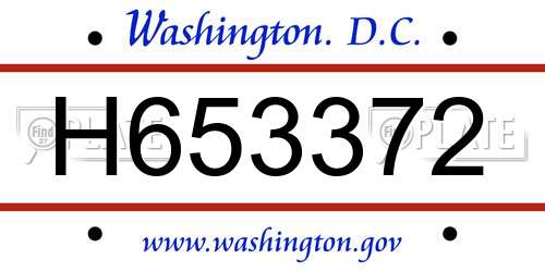 H653372 District Of Columbia License Plate