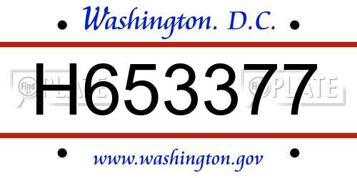 H653377 District Of Columbia License Plate
