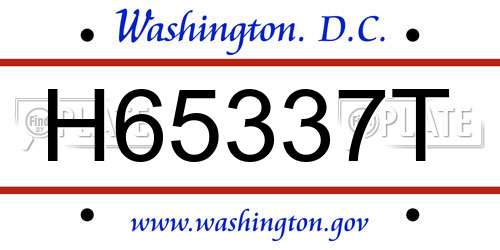 H65337T District Of Columbia License Plate