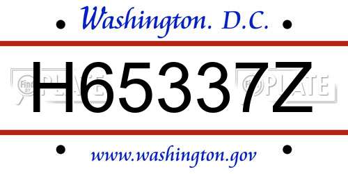 H65337Z District Of Columbia License Plate
