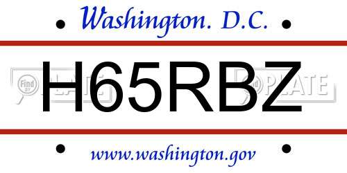 H65RBZ District Of Columbia License Plate