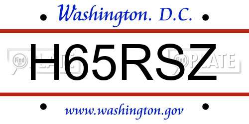 H65RSZ District Of Columbia License Plate