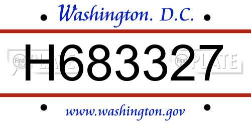 H683327 District Of Columbia License Plate