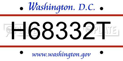 H68332T District Of Columbia License Plate