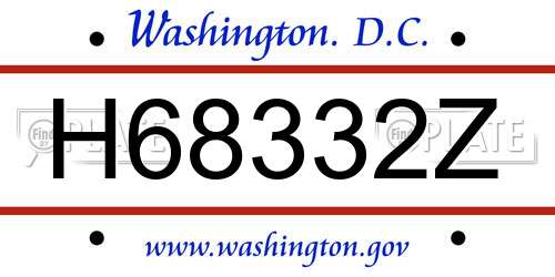 H68332Z District Of Columbia License Plate