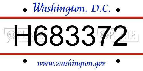 H683372 District Of Columbia License Plate