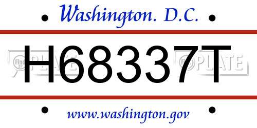 H68337T District Of Columbia License Plate