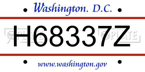 H68337Z District Of Columbia License Plate