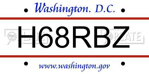 H68RBZ District Of Columbia License Plate