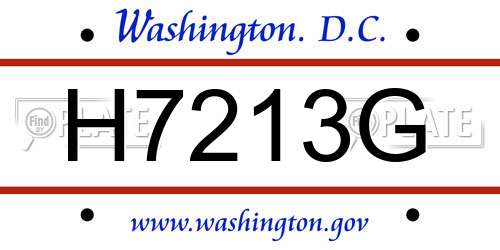 H7213G District Of Columbia License Plate