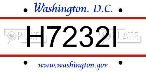 H7232I District Of Columbia License Plate