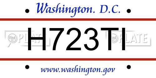 H723TI District Of Columbia License Plate