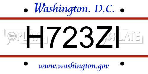 H723ZI District Of Columbia License Plate