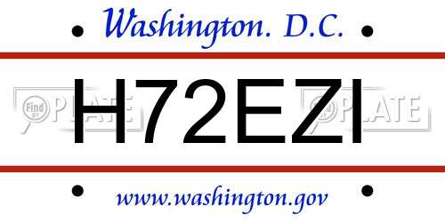 H72EZI District Of Columbia License Plate