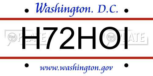 H72HOI District Of Columbia License Plate