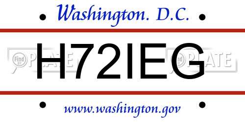 H72IEG District Of Columbia License Plate