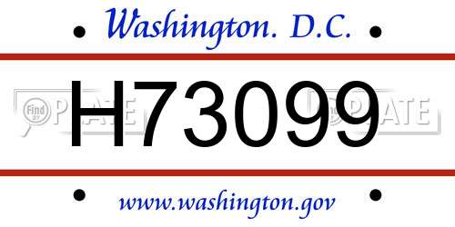 H73099 District Of Columbia License Plate