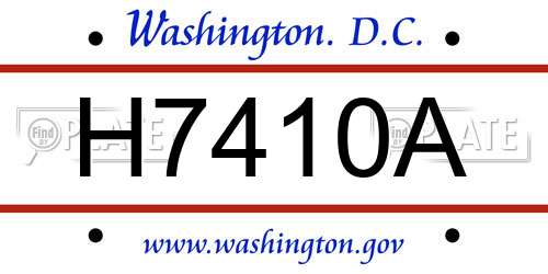 H7410A District Of Columbia License Plate