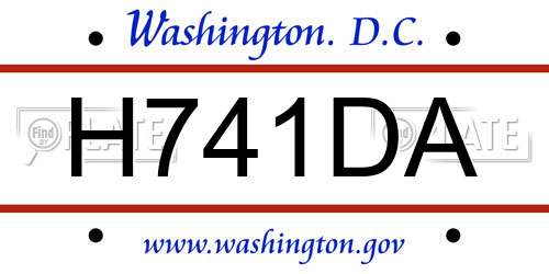 H741DA District Of Columbia License Plate