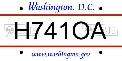 H741OA District Of Columbia License Plate