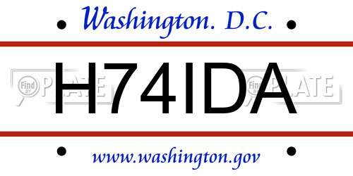 H74IDA District Of Columbia License Plate
