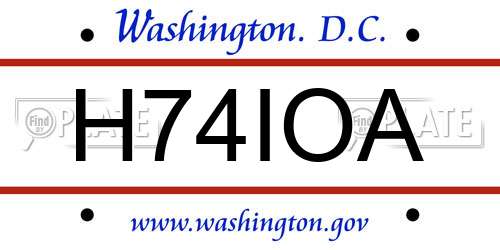 H74IOA District Of Columbia License Plate