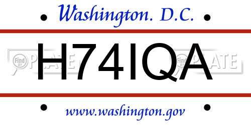 H74IQA District Of Columbia License Plate
