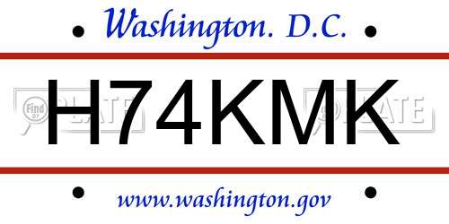 H74KMK District Of Columbia License Plate
