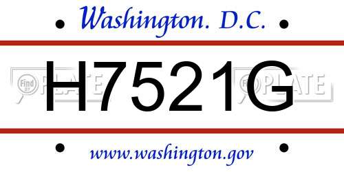 H7521G District Of Columbia License Plate