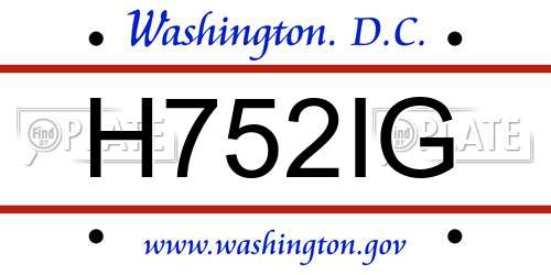 H752IG District Of Columbia License Plate