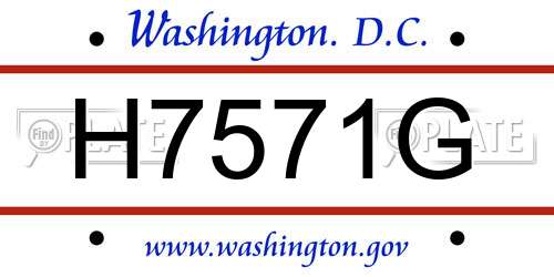 H7571G District Of Columbia License Plate