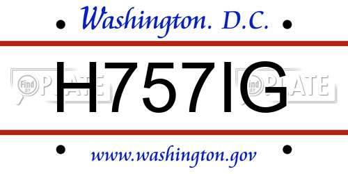 H757IG District Of Columbia License Plate