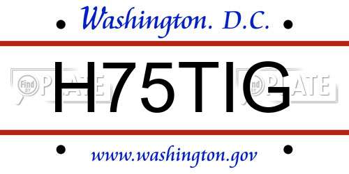 H75TIG District Of Columbia License Plate