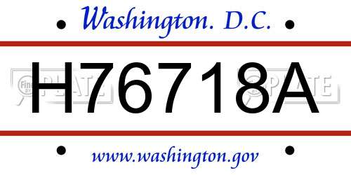 H76718A District Of Columbia License Plate
