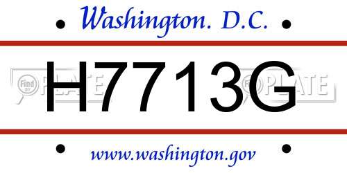 H7713G District Of Columbia License Plate